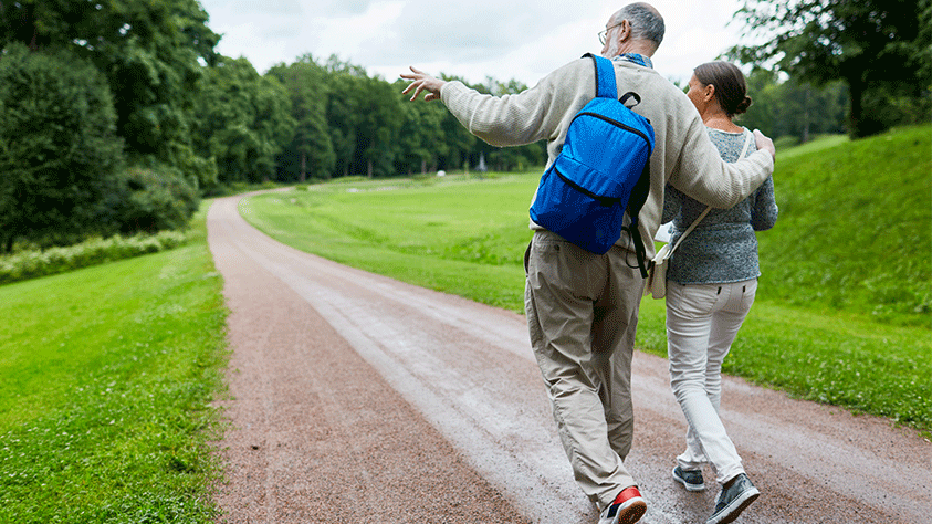 Couple taking a walk outside